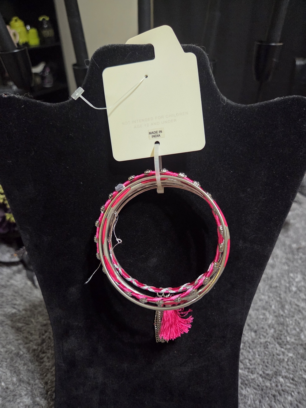 Cato Hot Pink and Silver Tassel Stackable Bracelet Set